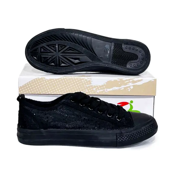 Zapatillas Lona con Encaje y Detalles Brillantes/BK-4315 - Image 6