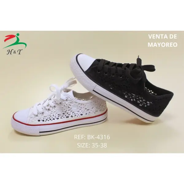 Zapatillas Lona con Malla de Encaje/BK-4316 - Image 5