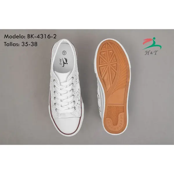 Zapatillas Lona con Malla de Encaje/BK-4316 - Image 6