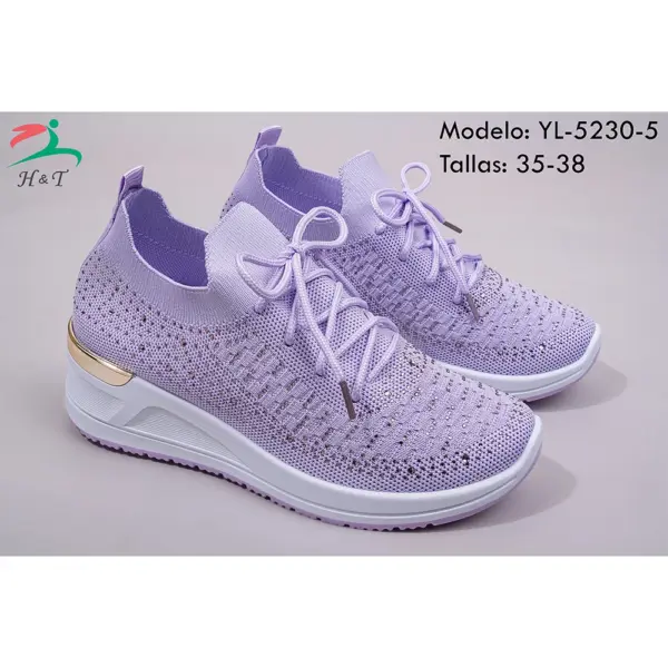 Tenis Tejidos Detalles Brillantes Suela Antideslizante/YL-5230 - Image 11