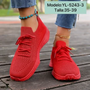 Calzado Tenis Deportivos Tejido Agujeta Transpirable Antideslizante Dama/YL-5243