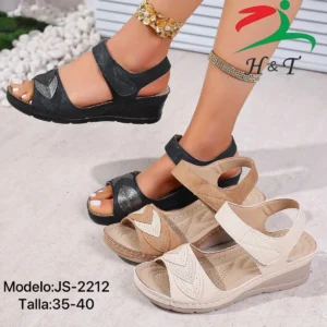 Sandalias Guarache Tacón Bajo Comodo Correa Mujer/JS-2212