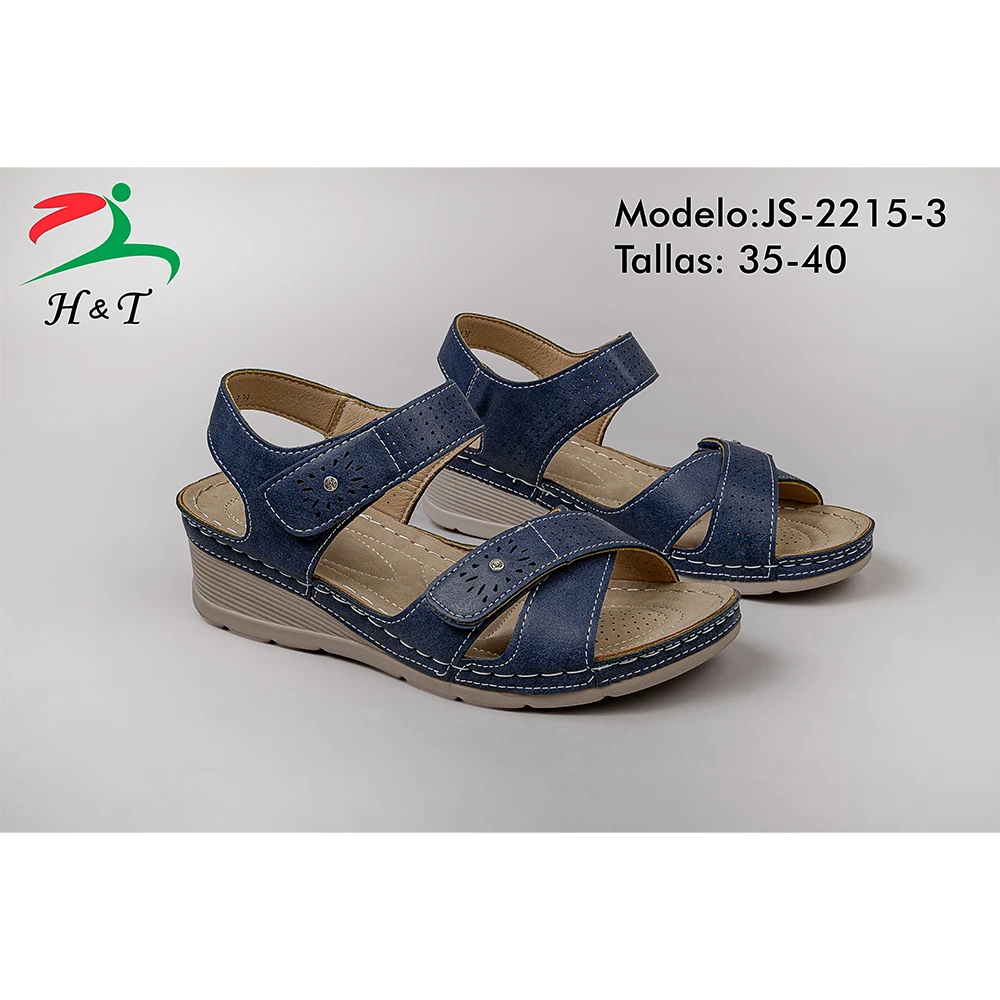 Sandalias de Plataforma Velcro Comoda Mujer/JS-2215
