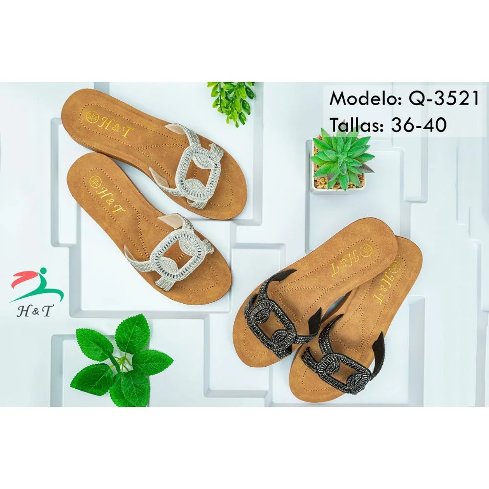 Sandalias Guarache Comodo Decoradas Brillitos Mujer/Q-3521 - Image 2