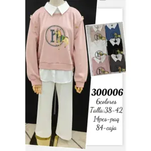 Sudadera Falso Layering con Caballo y Letra "H" / 300006