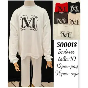 Sudadera con Cuello Redondo y Estampado de Letra "M" / 500018