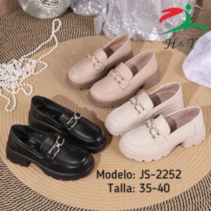 Mocasín Chunky Tacon Diseño Metalico Mujer/JS-2252